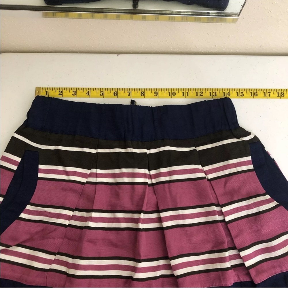 Anthropologie Maeve Women Ellery A - Line Skirt Size 8 Pink Blue Striped Pockets - Picture 9 of 10